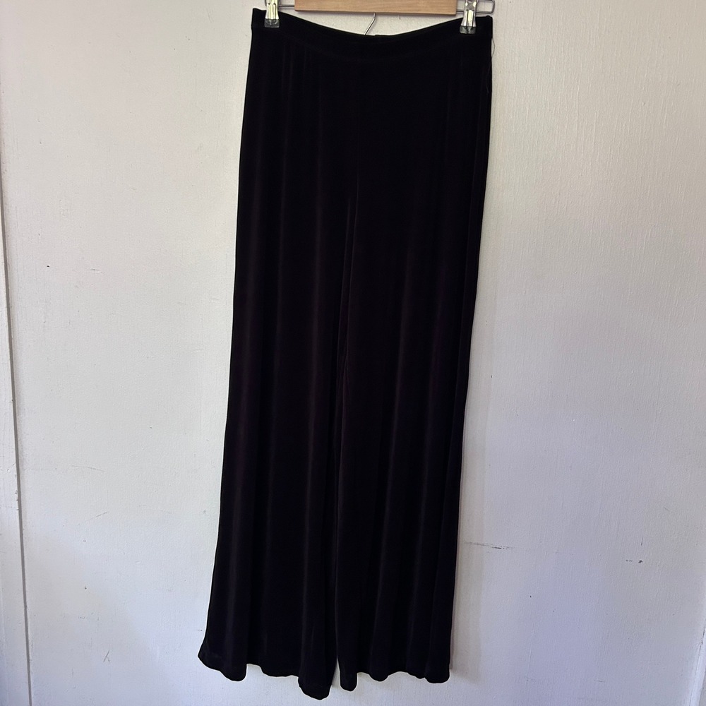 Choices Wide Leg Slinky Knit Pants Womens Medium Black Travel High Rise Neutral